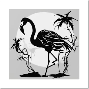 Flamingo Shadow Silhouette Anime Style Collection No. 146 Posters and Art